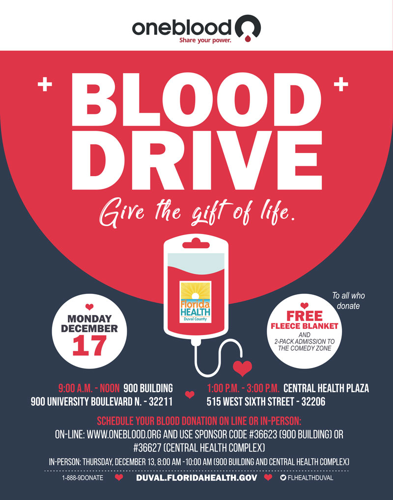 One Blood and DOH-Duval Blood Drive - December 17, 2018