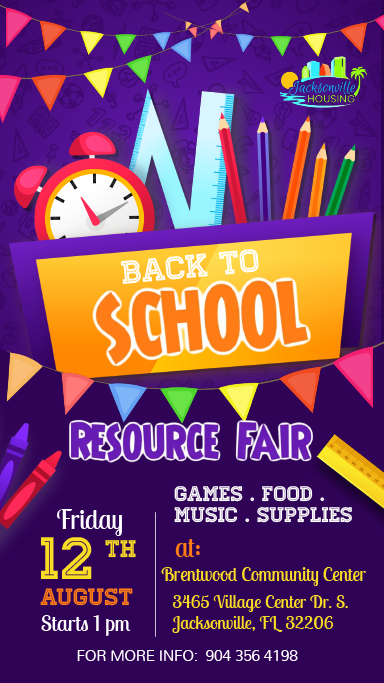 Jacksonville Housing Authority presents a Back to School Resource Fair - August 12, 2022