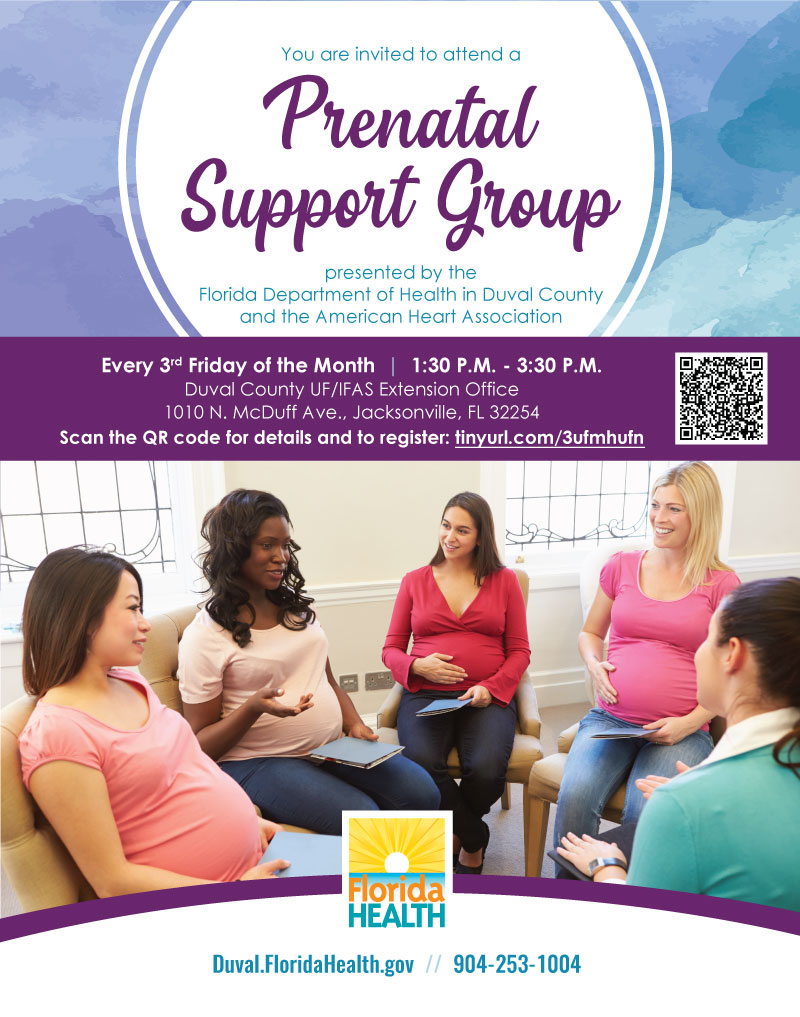flyer with details about the Prenatal Support Group